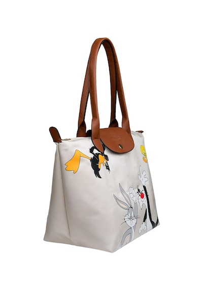 Dogo Kadın Vegan Krem Large El Çantası - Warner Bros Looney Tunes Joy Tasarım Multicolor