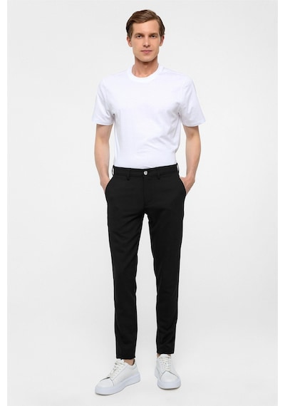 Süvari Siyah Slim Fit Desenli Kumaş Pantolon-38294 Siyah
