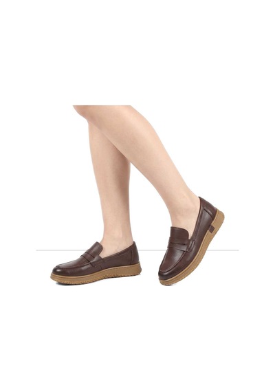 Kadın Kahverengi Deri Loafer