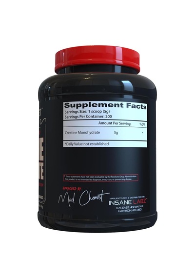 Insane Labz Insane Creatine Monohydrate Post Workout Strength Size Power 1 Kg 200 Servings - Kreatin Aromasız