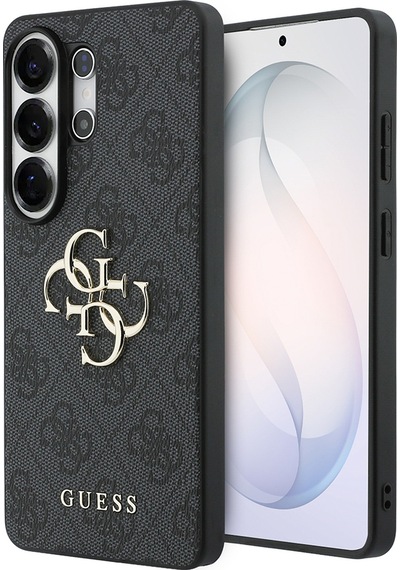 Galaxy S26 Ultra Uyumlu Kılıf Guess Lisanslı Pu Deri Büyük Metal Logo Dizaynlı Kapak Siyah