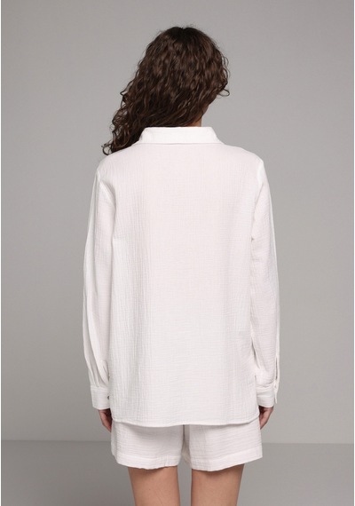 Colin's Colins Regular Fit Shirt Neck Düz Kadın Beyaz Kısa Kol Gömlek Cl1079416 Q1.v2 Wht