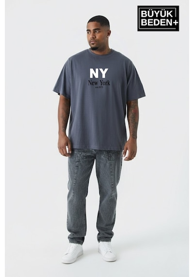 Superlife Erkek Büyük Beden Ny New York Baskılı 3xl-6xl Bisiklet Yaka Tshırt Spr26bts510-15 Gri Superlife Erkek Büyük Beden Ny New York Baskılı 3xl-6xl Bisiklet Yaka Tshırt Spr26bts510-15 Gri