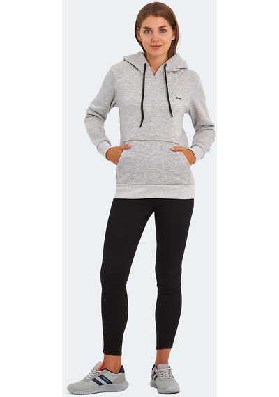 Slazenger KESHIAN IN Kadın Kapüşonlu Cepli Gri Sweatshirt