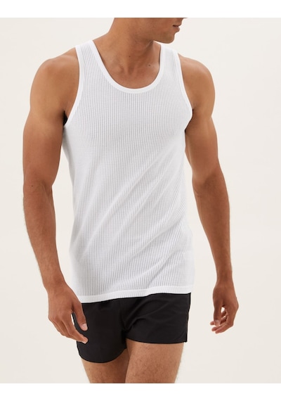 Marks & Spencer Saf Pamuklu 3'lü Atlet Seti T14007210d Beyaz