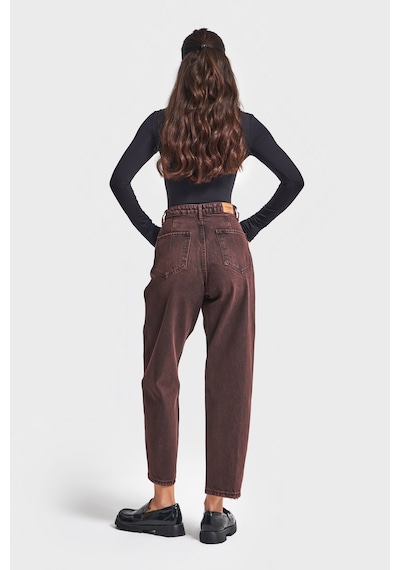 Itsbasic Kadın Taşlanmış Bordo Renk 20w5-152 Relax Fit %100 Koton Özel Yıkama Denim Jean