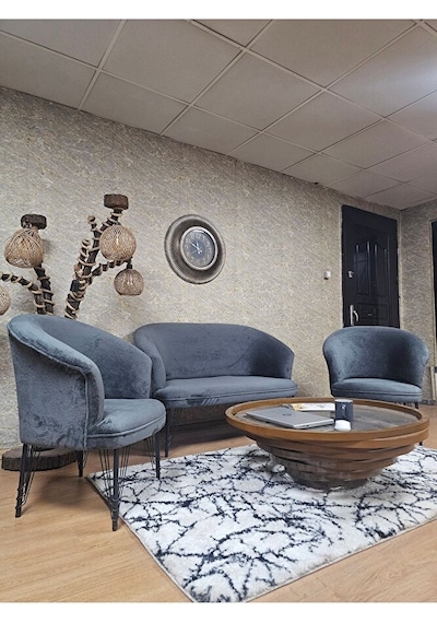 Teddy Takım Siyah Boyalı Telli Ayak Çay Seti Koltuk - Berjer , Ba Çok Renkli