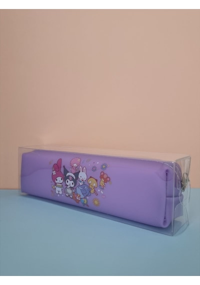 Kuromi My Melody Hello Kitty Cinnamoroll Figürlü Yumuşak Silikonlu Kalem Kutusu Kalemlik- Pastel Mor