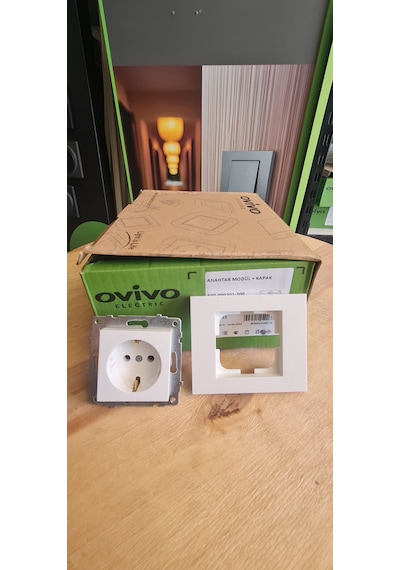 Ovivo Electric Grano Beyaz Tekli Topraklı Priz Çerçeveli