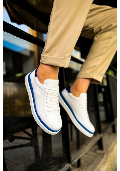 Aymood Mn979 - Santoni Gbt Spor Erkek Ayakkabı Beyaz/mavı