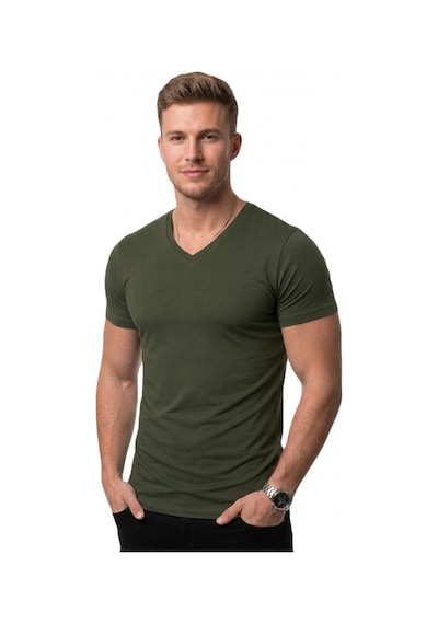 Deepsea Haki V Yaka Slim Fit Erkek Tişört 1801165 Haki