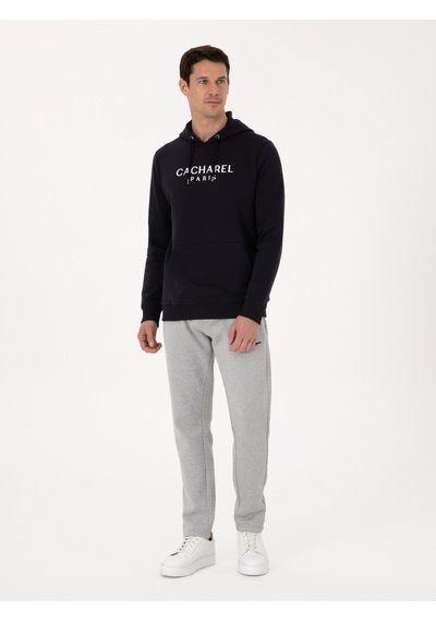 Lacivert Regular Fit %100 Pamuk Kapüşonlu Sweatshirt