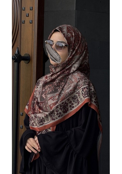 Qalortex Scarf Pamuklu Soft Osmanlı Desen Eşarp-taba