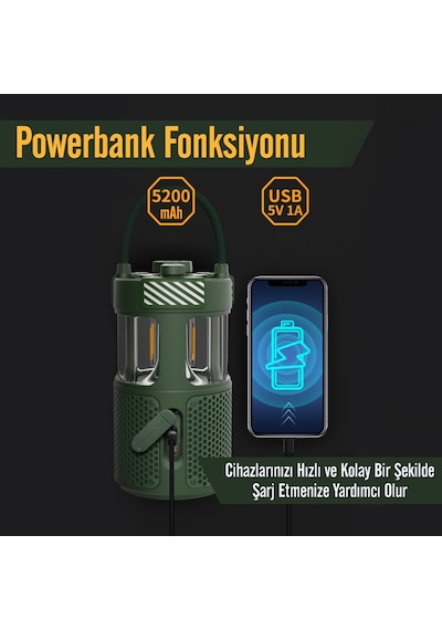 Nowgo F1 20w Bluetoooth Hoparlör Taşınabilir Powerbank Kamp Feneri Bej