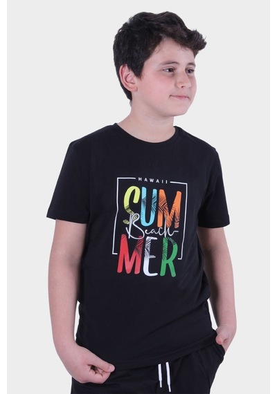 Fyk Kids Erkek Çocuk Alt-üst Kapri-tişört Takım Siyah