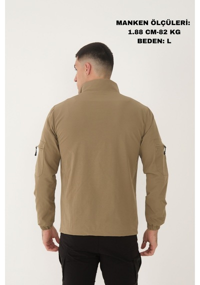 Camp Scoutland Camp490 Outdoor Tactical Çok Cepli Su İticili Erkek Mevsimlik Taktik Likralı Mont Bej Bej