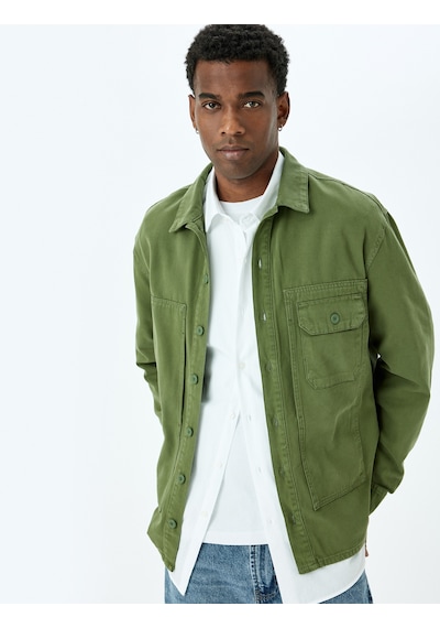 Koton Klasik Düğmeli Uzun Kollu Oversize Kot Ceket Haki 5sam50010nd Haki Koton Klasik Düğmeli Uzun Kollu Oversize Kot Ceket Haki 5sam50010nd Haki