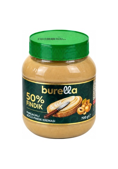 Burella Sütlü Fındık Kreması %50 Fındık Parçacıklı 700g