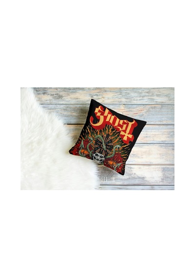 Metal Müzik Grubu Ghost Desenli Kare Yastık Kılıfı Çok Renkli