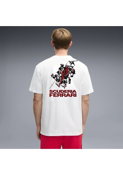 Puma Ferrari Car Graphic Tee 2 Erkek Beyaz T-shirt & Polo