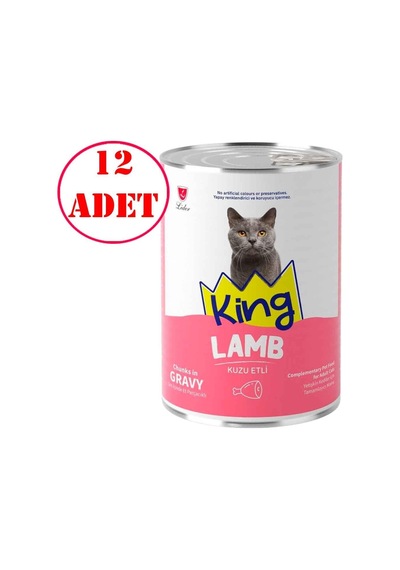 King Kedi Konservesi Kuzu Etli Sos İçerisinde Et Parçacıklı 400 Gr 12 Ad