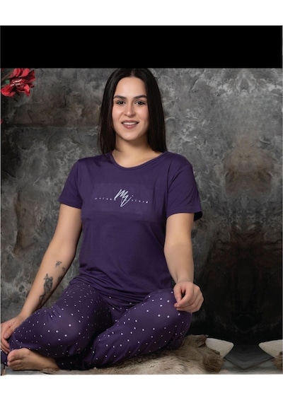 Sude Charme Kadın Milan Bisiklet Yaka Kısa Kol Pijama Takımı K300/250- 1 Adet 001