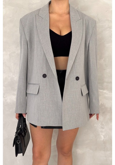 Femelle Kadın Gri Astarlı Blazer Ceket