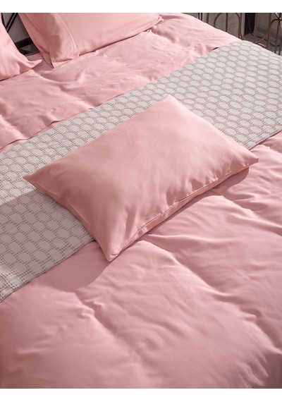 Kaay Pamuk Saten Yastık Kılıfı Dahil Lastikli Çarşaf Seti 100x200 Tek Kişilik Vizon Pembe