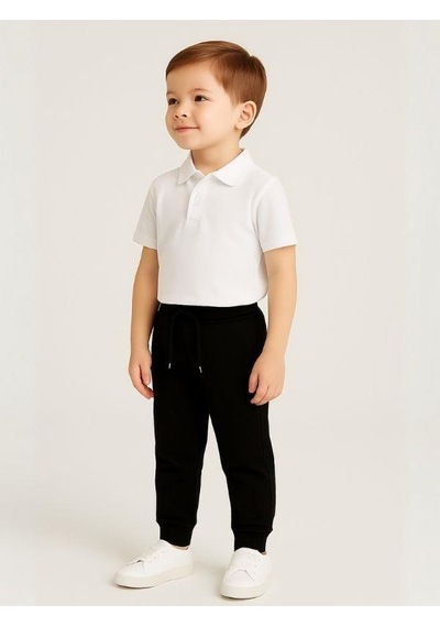 Zekids Çocuk Beli Paçası Lastikli Yumuşak Dokulu Okul Eşofman Altı-16088 Siyah