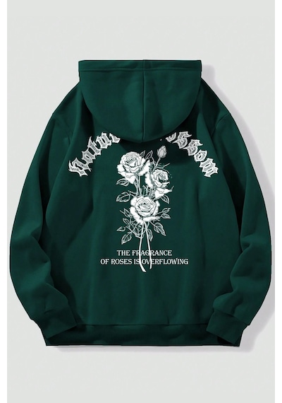 Uyguntarz Nature Blossom Baskılı Unisex Oversize Sweatshirt Yeşil