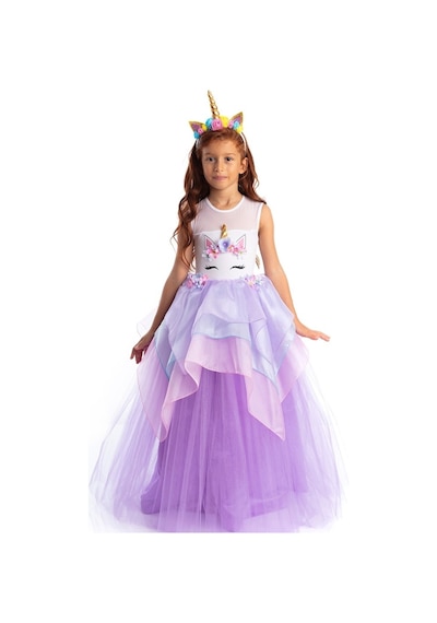 Tameris Kostüm Unicorn Elbise Lila Organze Katlı