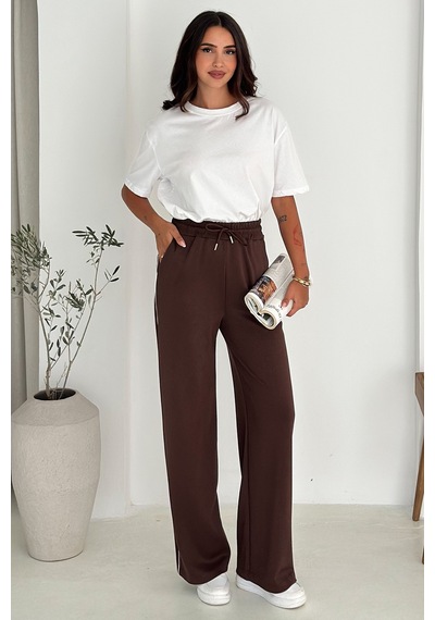 Noa & Noa Kadın Lastikli Bel Bağcıklı Bol Paça Pantolon Rahat & Minimal Stil Kahverengi Noa & Noa Kadın Lastikli Bel Bağcıklı Bol Paça Pantolon Rahat & Minimal Stil Kahverengi