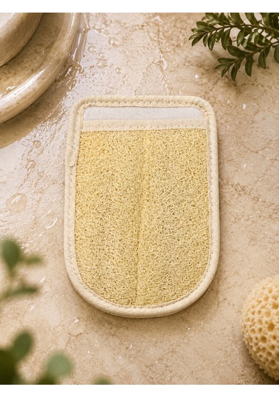 Çift Taraflı Eldiven Kabak Lifi 23x16 Cm Doğal Banyo Ve Peeling Lifi