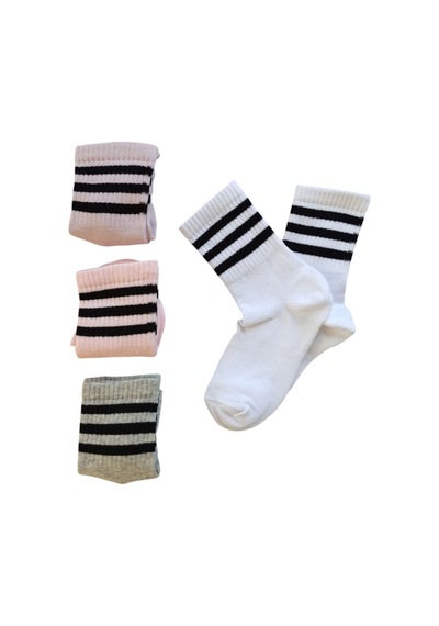 Butik Kız Çocuk 4 Adet Renkli Çizgili Kolej Çorap 5-6, 7-8,9-10,11-12 Yaş Asorti