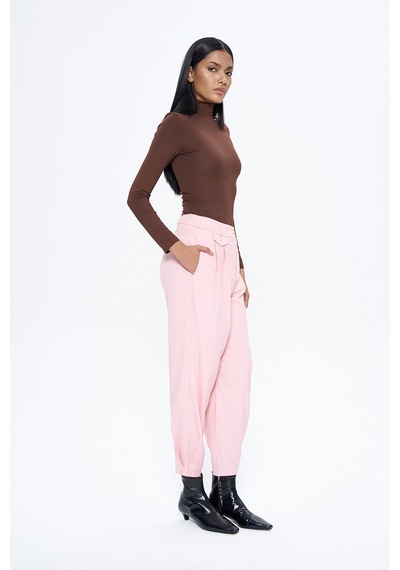 Quzu Pile Detaylı Jogger Pantolon Pembe