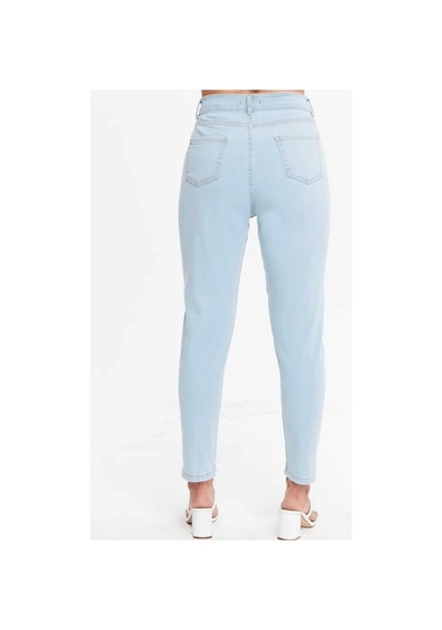Kene Jeans Yüksek Bel Ön Conta Çımalı Esnek Dar Paça Buz Mavi