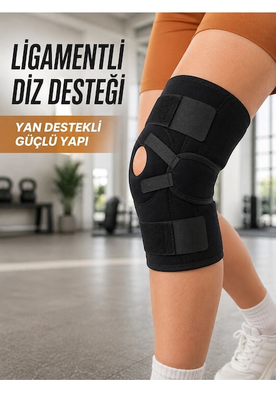 Trendexa Mey İthalat Ligamentli Sporcu Dizliği Patella Destekli Ayarlanabilir Bantlı Diz Koruyucu