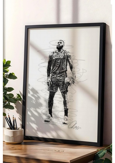 Lebron James Çerçeveli Tablo Nba Basketbol - Estetik Poster