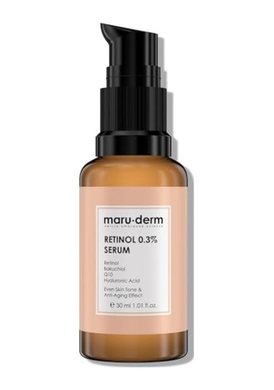 Maruderm Retinol%0.3 Su Bazlı Cilt Yenileyici Bakım Serumu Bakuchiol, Q10 & Yeşil Çay İle İnce Çizgi Karşıtı, Aydınlatıcı Yüz Serumu, 30 Ml