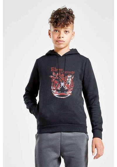 Stranger Things Eleven Demogorgon Baskılı Unisex Çocuk Sweat Siyah