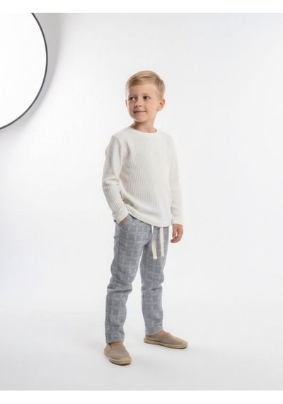 Zekids Erkek Çocuk Tasarım Uzun Kollu T-shirt-17146 Beyaz