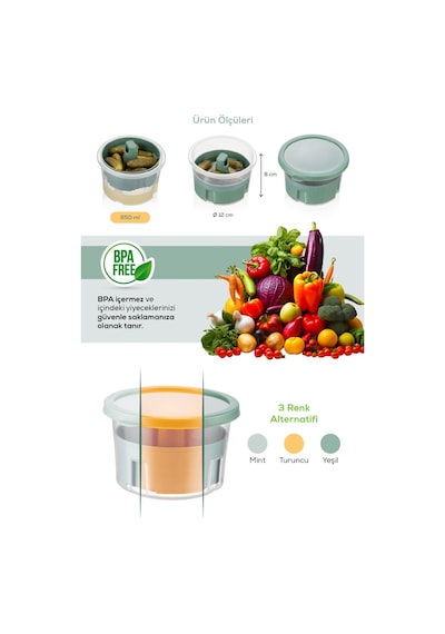 Vienev 6 Adet Mini Zeytin Turşu Peynir Saklama Kabı Kahvaltılık Sunum Kasesi Renkli