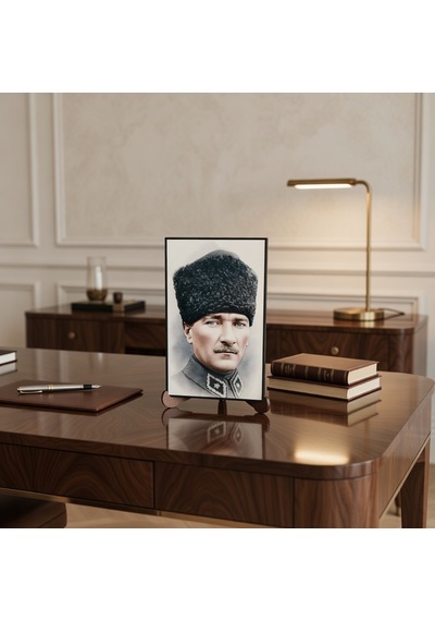 Atatürk Masaüstü Ahşap Tablo - Kabartmalı Baskı Şık Hediyelik 10x16 Cm No 1 3 Parça