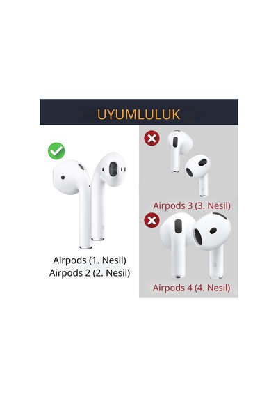 Apple Airpods 1 & 2 Uyumlu Silikon Kulaklık Uçları Kanatlı Anti-kayma Kılıf 1 Çift Siyah
