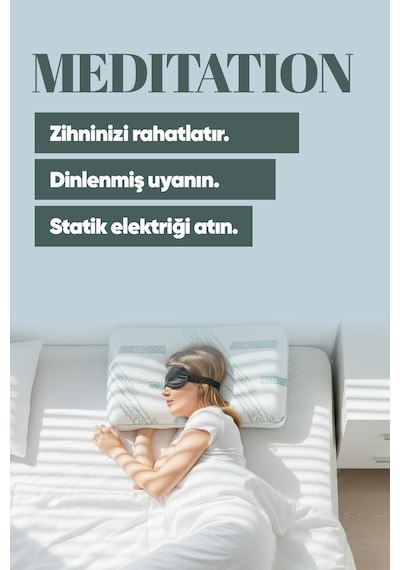 Dinlendirici Visko Yastık - Meditation Ortopedik Visco Yastık - İyon Dengeli Anti-statik Kumaş Beyaz Mavi