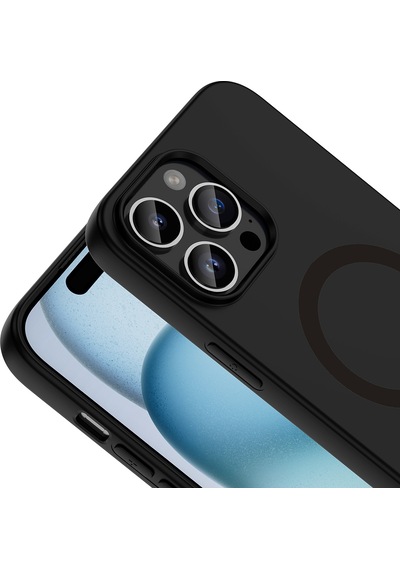 Maks Technology iPhone Uyumlu 14 Pro Max Kılıf M-safe Şarj Özellikli Mkst Aris Silikon Kapak - Siyah