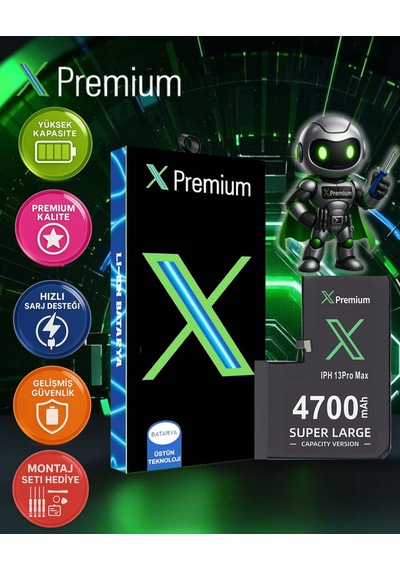 Xpremium Apple Uyumlu iPhone  13 Pro Max Batarya Pil Süper Yüksek Kapasiteli Güçlendirilmiş 4700 Mah