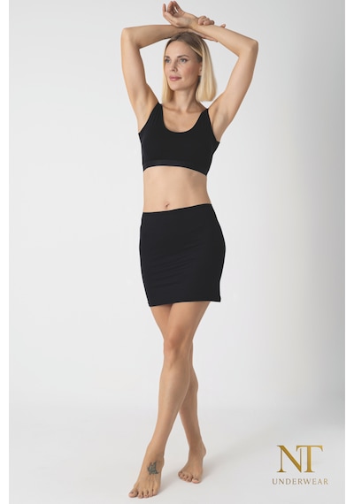 Nt Underwear Bambu Mini Etek Astarı, Mini Jupon - Doğal Kumaş, Modern Kalıp. Siyah