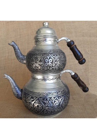 Ağır Eskitme Bakır Çaydanlık Büyük Boy Bakır