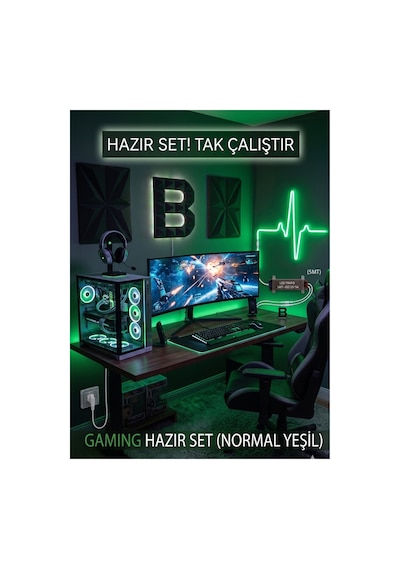 5mt Yeşil Neon Led 12 V Şerit Led Trafolu Tak Fişe Calistir,dekoratif Neon,esnek Neon Şerit Led Yeşil